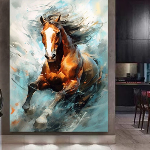 Cuadro Lienzo Pintado A Mano 100x150 Cm Caballo Grande