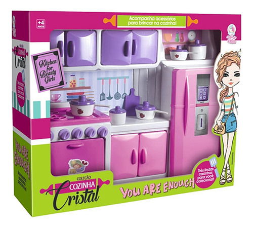 Cozinha De Brinquedo Infantil Completa Rosa Fashion Cristal