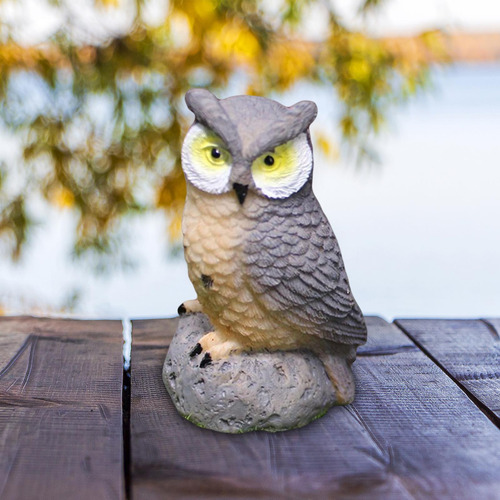 Búho Paisaje Jardín Decoración Miniatura Búho Gris