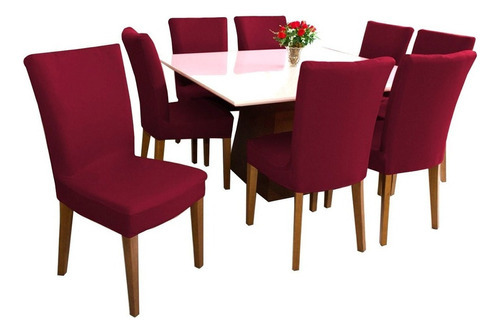 Jogo 6 Capas P/ Cadeiras De Jantar 100%poliéster C/ Elástico Cor Vinho Desenho do tecido Liso
