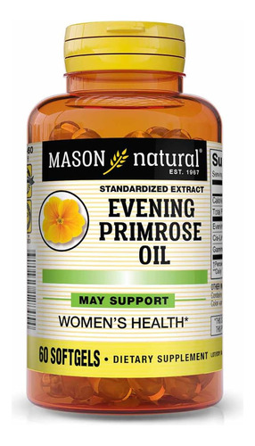 Evening Primrose Oil Aceite Onagra 60 Softgels Hecho En Usa