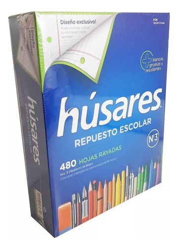 Repuesto Escolar N°3 Husares 480 Hojas Rayadas 6231