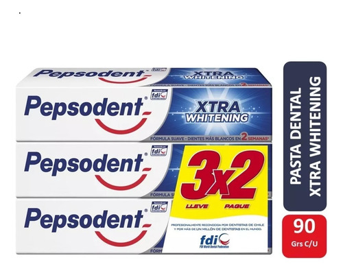 Pack X3 Pepsodent Pasta Dental Xtra Whitening 90g C/u