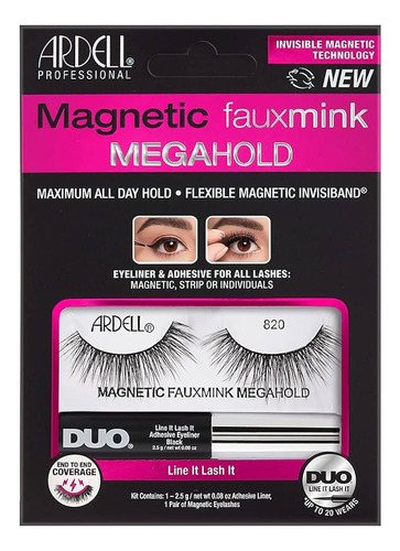 Pestañas Postizas Ardell Magnetic Fauxmink Megahold Color 820