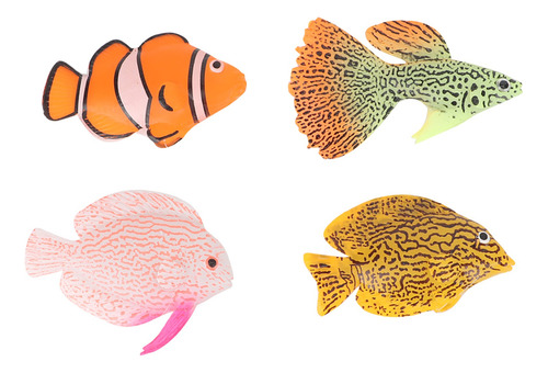 Acuario Decoración Con Peces De Simulación Fluorescente 4pcs