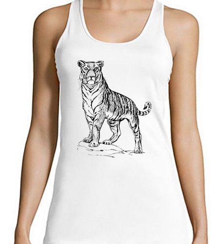 Musculosa Tigre Posando Dibujo Silueta