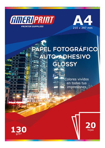 Papel Fotográfico Adhesivo  A4 X20 130g  Ameriprint