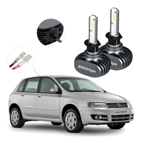 Kit Lâmpada Shocklight Ultra Led Farol Milha Fiat Stilo