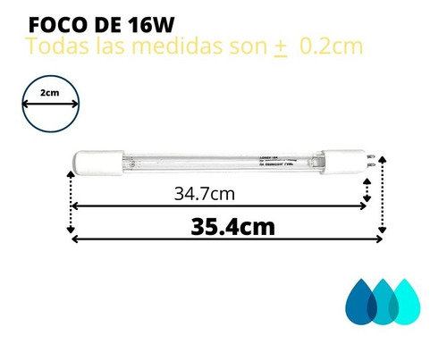 Imagen 3 de 4 de Foco Uv Repuesto Lámpara Uv De 16 W - Desinfeccion De Agua