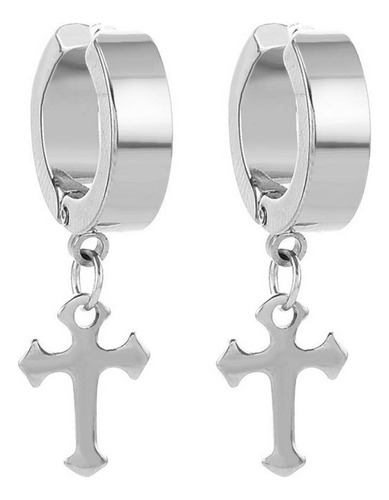 Aretes Cruz Acero Inoxidable Candonga Pendiente Hombre Mujer