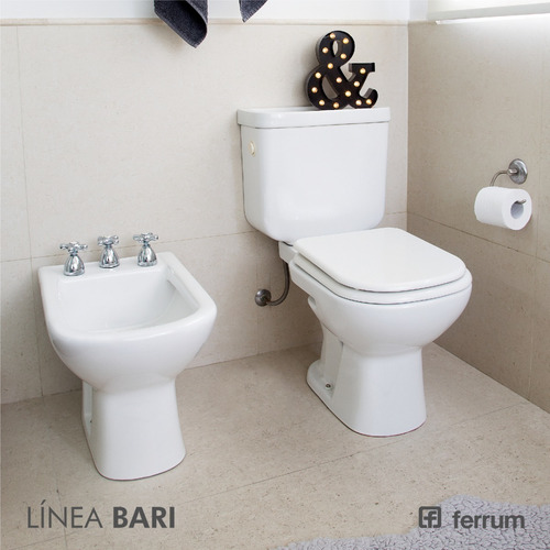 Imagen 3 de 10 de Combo Ferrum Bari Inodoro Largo Mochila Tapa Madera Descarga