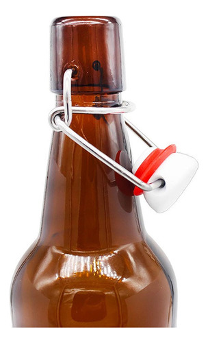 6 Botellas De Vidrio Ambar + Tapón Mecánico 500ml