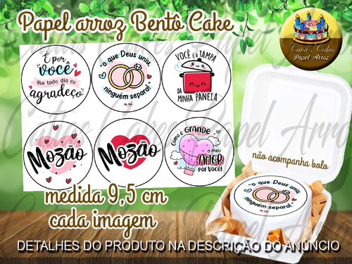 Namorados Romântico Papel De Arroz Bento Cake 9,5 Cm 