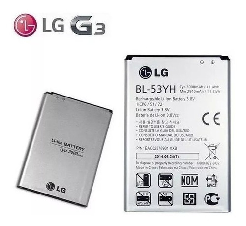 Batería LG Bl-53yh G3 D850 D851 D855 Ls990 Tienda Chacao