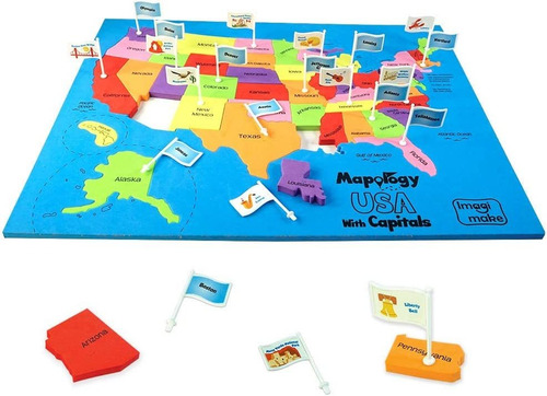 Imagimake Mapology Usa Con Capitales, Aprende Estados De Ee.