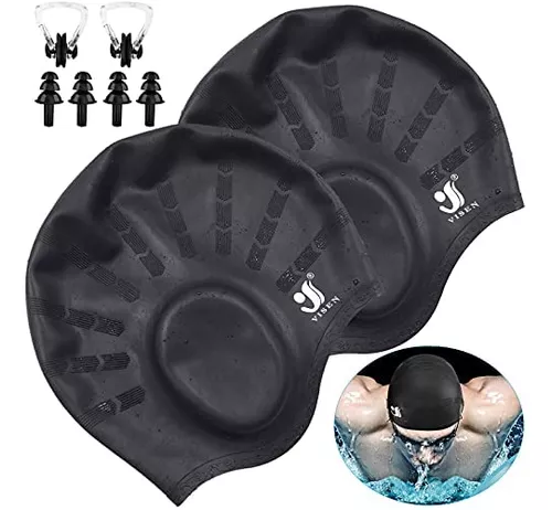Gorros de natación con protección auditiva 3D - Gorra de natación para  mujeres y hombres - Gorra de natación de silicona impermeable - Se adapta a