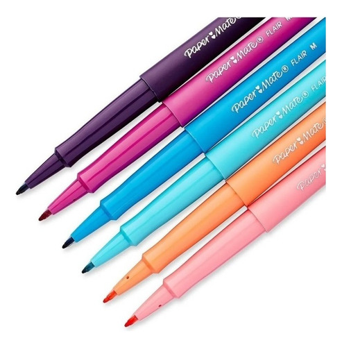 Pacote Marcadores Paper Mate Flair, 32 cores, Plumones Felt Tip
