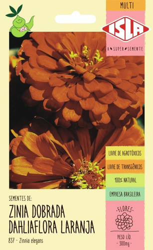Semente De Zinnia Dobrada Dahliaflora Laranja Flor | MercadoLivre