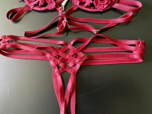 Lencería Coordinado Mini Flores Perla Encaje