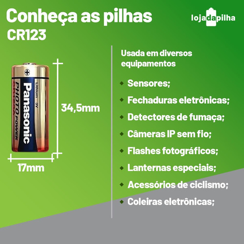 04 baterías Panasonic Cr123, 4 baterías