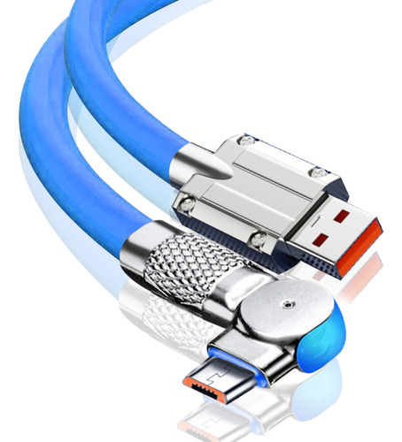 Cabo Usb De Carregador Compativel Com Micro Usb V8 Giratório Cor Azul