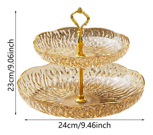 Plato De Frutas, Platos Para Servir, Elegante 2 Niveles Oro