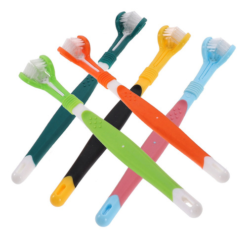 Cepillo De Dientes For Mascotas De 3 Caras, Perlado, 5 Unid