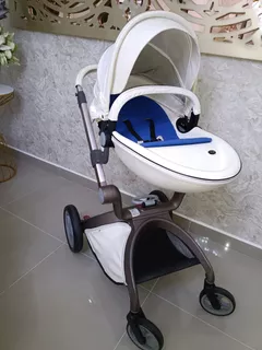 Coche Carreola Hotmom Bebe + Moises Piel Travel Blanca 2en1