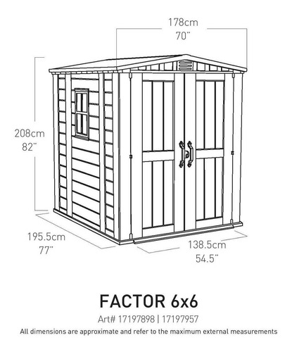 Armario Depósito Alto Plástico Reforzado Keter Factor 6x6