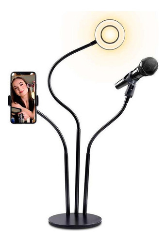 Soporte 3 En 1 Selfie Aro De Luz Led Para Live Stream/makeup