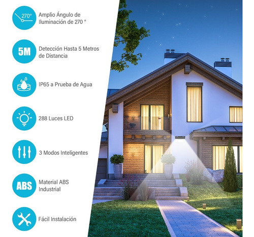 Imagen 6 de 7 de Lámpara Solar Con Sensor De Movimiento 288 Leds 2 Piezas