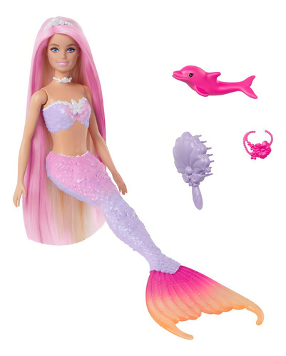 Barbie Fantasía Muñeca Sirenas Colores Mágicos Cabello Rosa