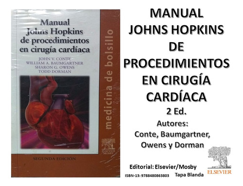 Libro Manual Johs Hopkins De Procedimientos Cirugía Cardíaca
