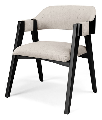 Kit 2 Cadeiras Sala de Jantar Estar Living Estofada Suran L02 Preto Linho Cru