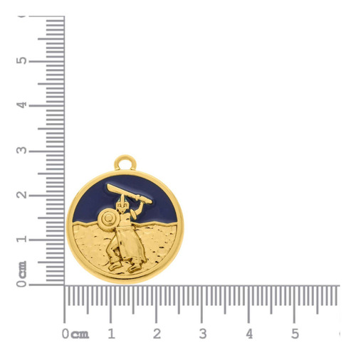 Colar Ogum Orixá Umbanda Pingente Imagem Resinada Cor Dourado