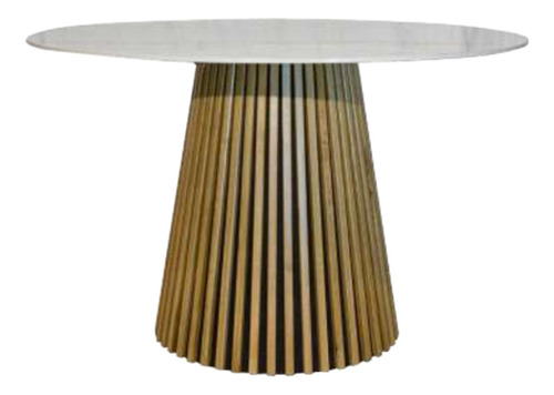 Mesa Flow Wood Stone Marble C/ Base De Madera Living Comedor