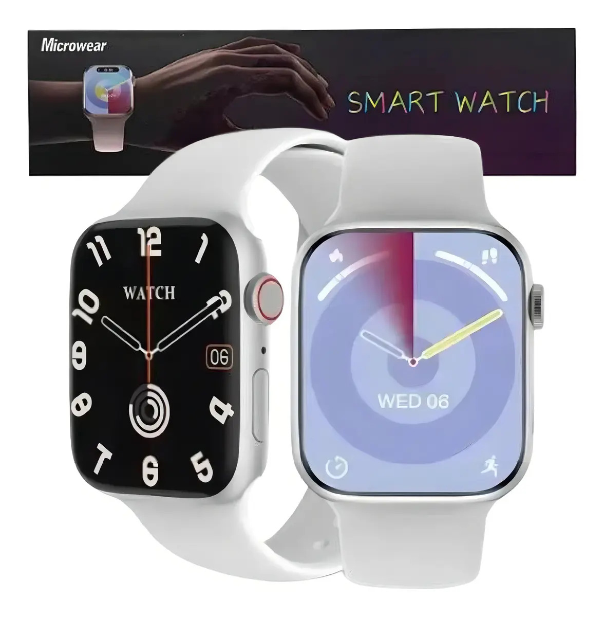 Smartwatch Microwear W29S Prateado de 45 mm Com GPS e NFC, Pulseira em Silicone Branco