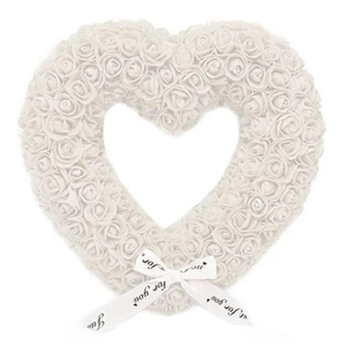 Corazón De Rosas De Goma Eva 33cm Blanco