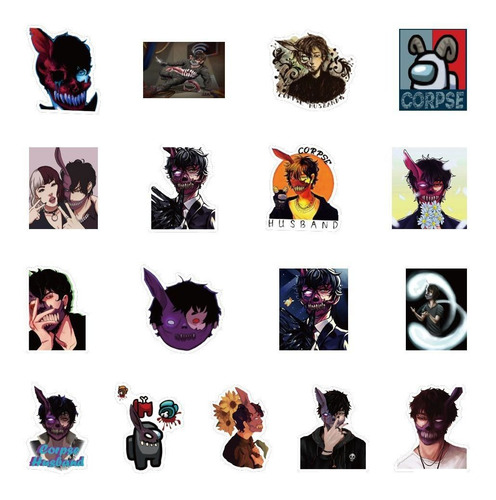Corpse Husband 50 Calcomanias Stickers Pvc Vs Agua Youtuber