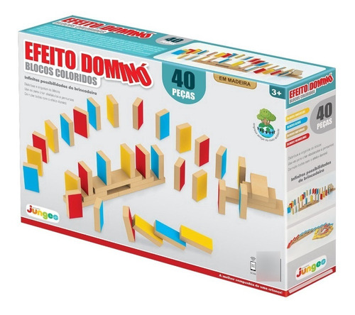 Jogo Efeito Domino Blocos Coloridos 40 Peças - Junges
