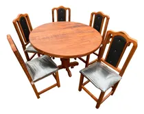 Comprar Mesa Redonda 1,20 Mts + 5 Sillas Tapizadas Premium Oferton