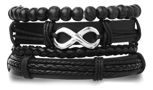 Conjunto De 4 Pulseras De Cuero - Ajustables- Varios Diseños