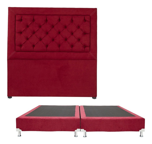 Cabecera King Size Dicasa Mary Rojo + Box Dicasa Red