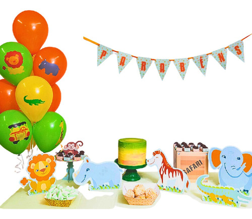 Kit Festa Fácil Safari 73 Pçs Aniversário Criança Infantil