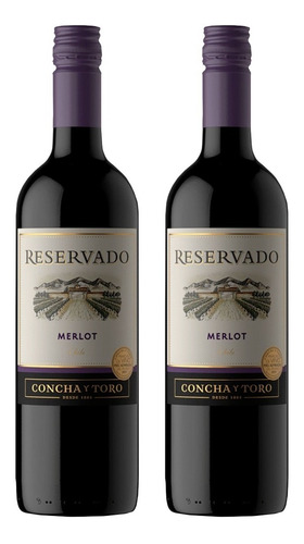 Kit 2 Vinhos Concha Y Toro Tinto Seco Merlot Reservado 750ml