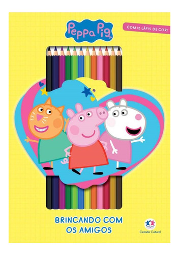 Livro Kit Colorir Peppa Pig Brincando Com Os Amigos - Com 12 Lápis De Cor - 64 Páginas - Ciranda Cultural