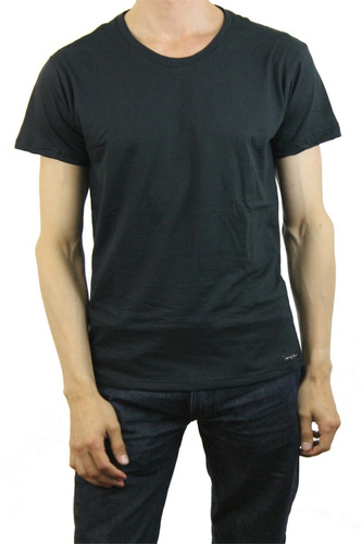 Camiseta Slim Fit Unicolor Cuello Redondo Para Hombre