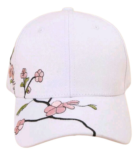 Gorra Blanco Bordada Flores Sakura Cherry Blossom Importada Blanco L Floreado