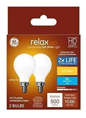 Ge Relax - Lote De 2 Bombillas Led De 60 W Equivalentes Una