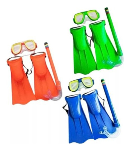 Kit Mergulho Infantil 3 Pecas Oculos, Pe De Pato E Snorkel